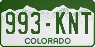 CO license plate 993KNT