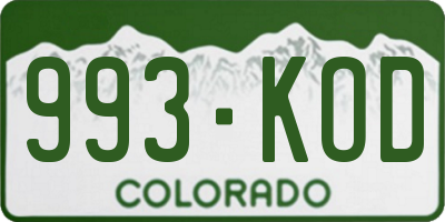CO license plate 993KOD