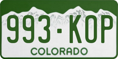 CO license plate 993KOP