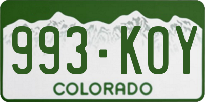 CO license plate 993KOY