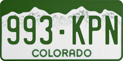 CO license plate 993KPN