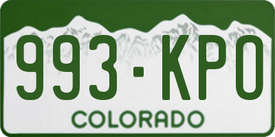 CO license plate 993KPO