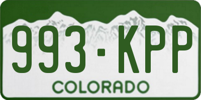 CO license plate 993KPP