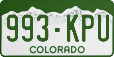 CO license plate 993KPU
