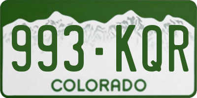 CO license plate 993KQR