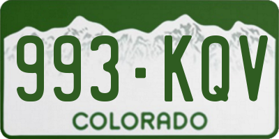 CO license plate 993KQV