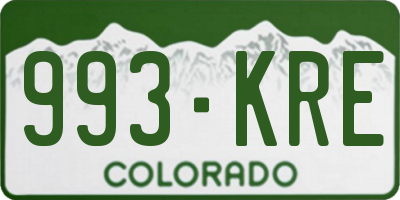 CO license plate 993KRE
