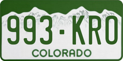 CO license plate 993KRO