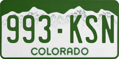CO license plate 993KSN
