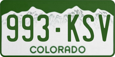 CO license plate 993KSV