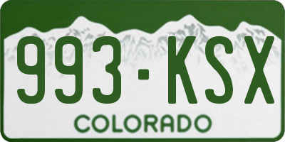 CO license plate 993KSX