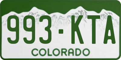 CO license plate 993KTA