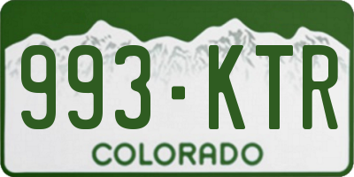 CO license plate 993KTR