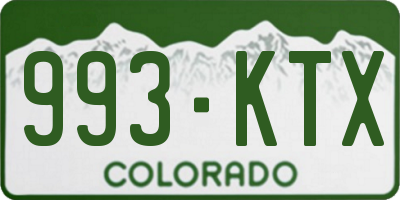 CO license plate 993KTX