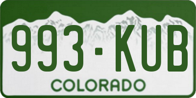 CO license plate 993KUB