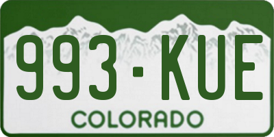 CO license plate 993KUE