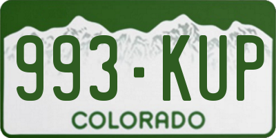 CO license plate 993KUP