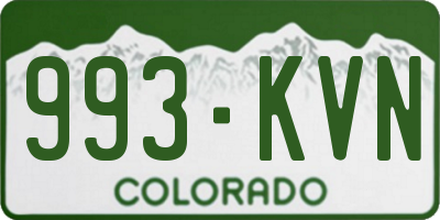 CO license plate 993KVN