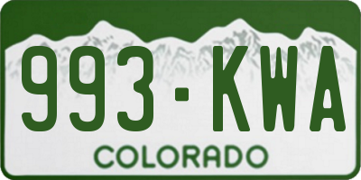 CO license plate 993KWA
