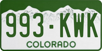 CO license plate 993KWK