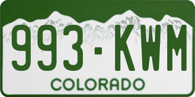 CO license plate 993KWM