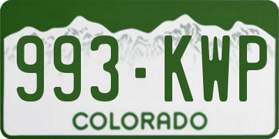CO license plate 993KWP