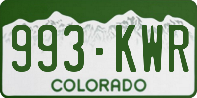 CO license plate 993KWR