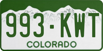CO license plate 993KWT