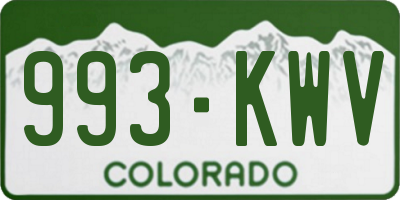 CO license plate 993KWV