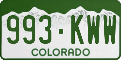 CO license plate 993KWW