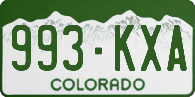 CO license plate 993KXA
