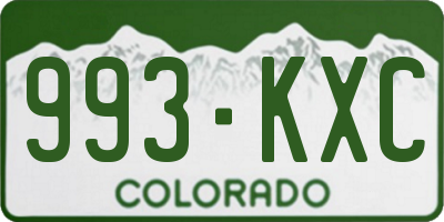 CO license plate 993KXC