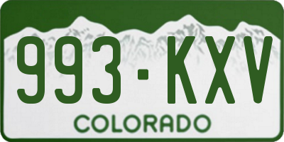 CO license plate 993KXV