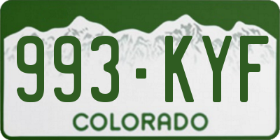 CO license plate 993KYF