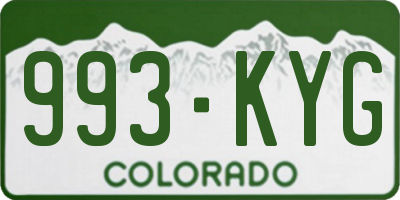CO license plate 993KYG