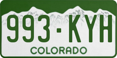 CO license plate 993KYH