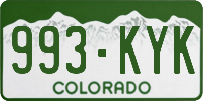 CO license plate 993KYK