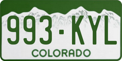 CO license plate 993KYL