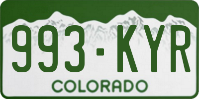 CO license plate 993KYR