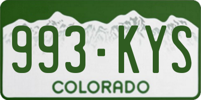 CO license plate 993KYS