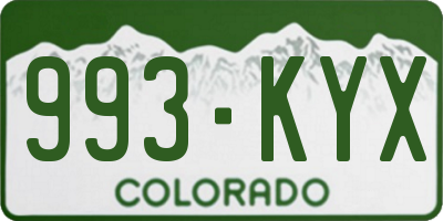 CO license plate 993KYX