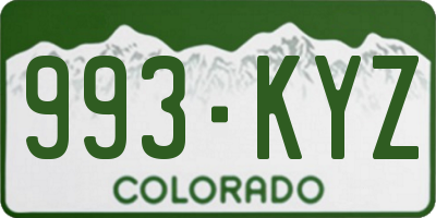 CO license plate 993KYZ