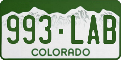 CO license plate 993LAB