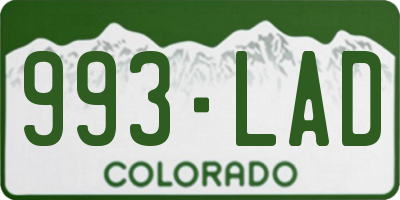 CO license plate 993LAD