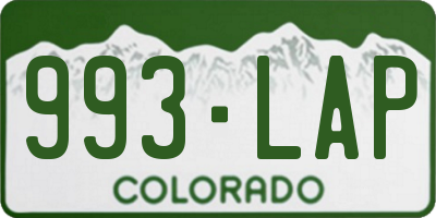 CO license plate 993LAP