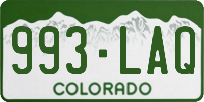 CO license plate 993LAQ