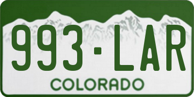 CO license plate 993LAR
