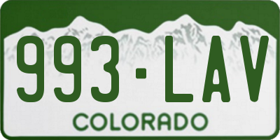 CO license plate 993LAV