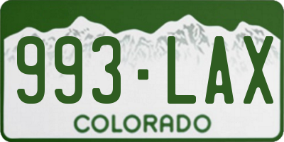 CO license plate 993LAX
