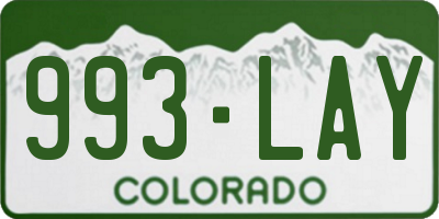 CO license plate 993LAY